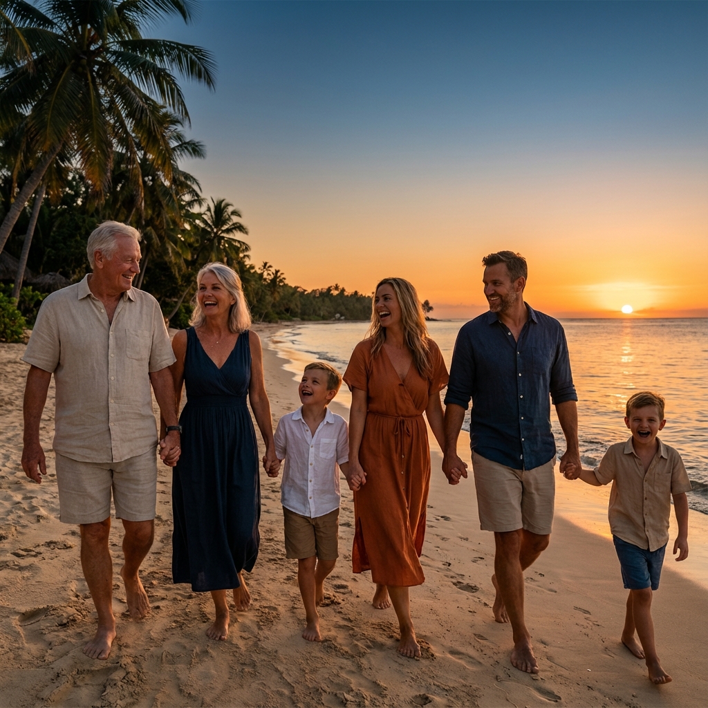 Família aposentada feliz viajando